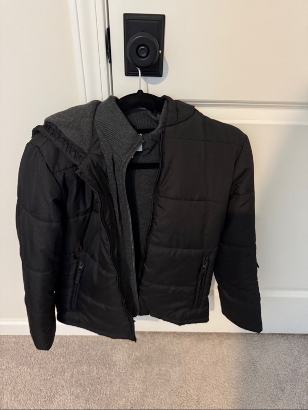 Class Club Black Quilted Puffer Jacket with Knit Inner Layer Boys 10/12